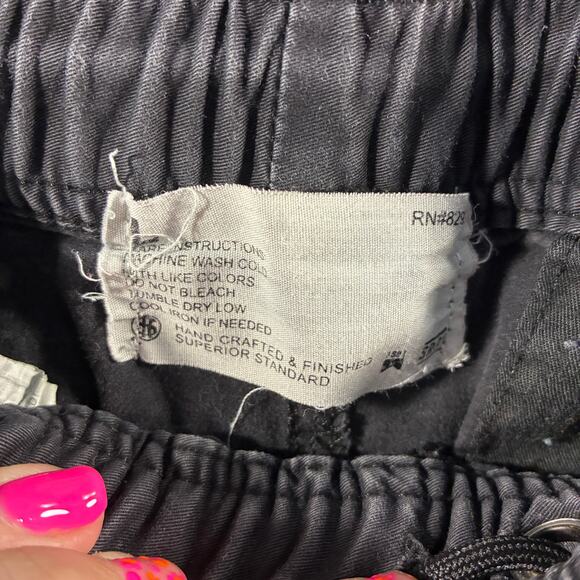 Smoke Rise men cargo pants large Black Moto Biker grunge skater double knee - Picture 2 of 6